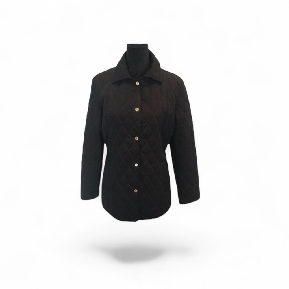 Liz Claiborne black quilted jacket minimalist preppy gorpcore casual size medium